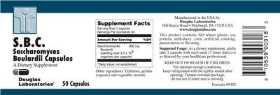 Photo of the Douglas Laboratories S.B.C. Saccharomyces Boulardii Capsules label