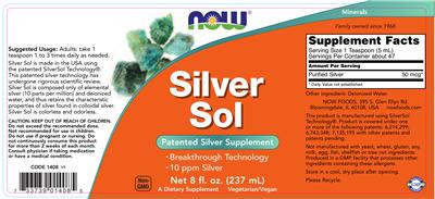Photo of the NOW Silver Sol label