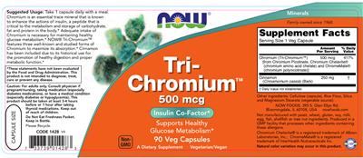 Product label for Tri-Chromium 500 mcg