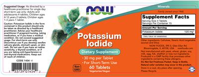 Photo of the NOW Potassium Iodide label