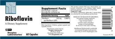 Photo of the Douglas Laboratories Riboflavin label