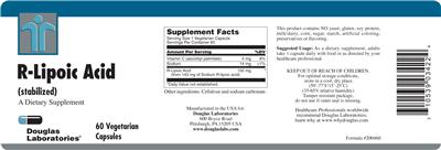 Photo of the Douglas Laboratories R-Lipoic Acid label