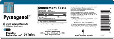 Photo of the Douglas Laboratories Pycnogenol label