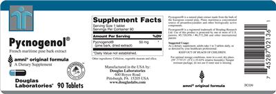 Photo of the Douglas Laboratories Pycnogenol label