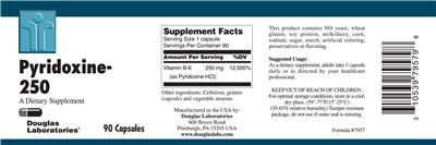 Photo of the Douglas Laboratories Pyridoxine-250 label