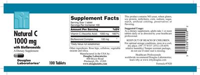 Photo of the Douglas Laboratories Natural C 1000 mg with Bioflavonoids label