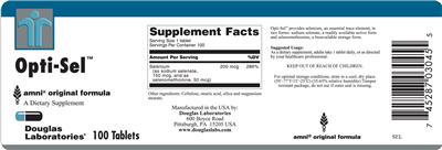 Photo of the Douglas Laboratories Opti-Sel label