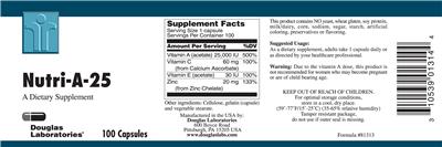 Photo of the Douglas Laboratories Nutri-A-25 label