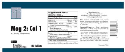 Photo of the Douglas Laboratories Mag 2: Cal 1 label