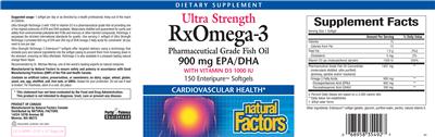 Photo of the Natural Factors Ultra Strength RxOmega-3 label