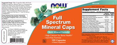 Photo of the NOW Full Spectrum Mineral Caps label