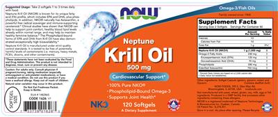 Photo of the NOW Neptune Krill Oil 500 mg label