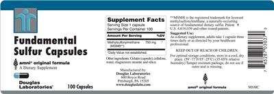 Photo of the Douglas Laboratories Fundamental Sulfur Capsules label