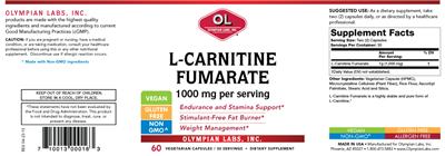 Photo of the OL Olympian Labs L-Carnitine Fumarate 1000 mg label