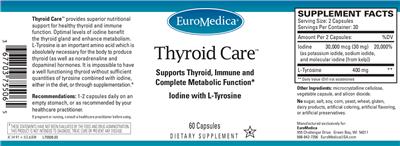 Photo of the EuroMedica Thyroid Care label