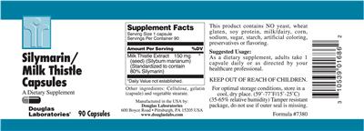 Photo of the Douglas Laboratories Silymarin/Milk Thistle Capsules label
