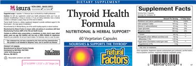 Photo of the Natural Factors Thyroid Health Formula label