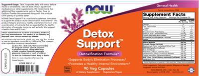 Photo of the NOW Detox Support label