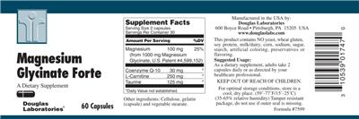 Photo of the Douglas Laboratories Magnesium Glycinate Forte label