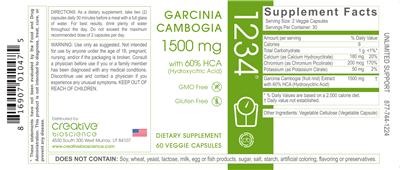 Photo of the Creative Bioscience Garcinia Cambogia 1500 mg label