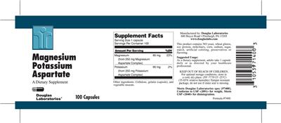 Photo of the Douglas Laboratories Magnesium Potassium Aspartate label