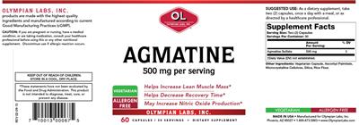 Photo of the OL Olympian Labs Agmatine 500 mg label