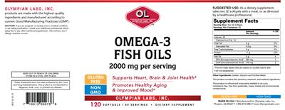Photo of the OL Olympian Labs Omega-3 Fish Oils label