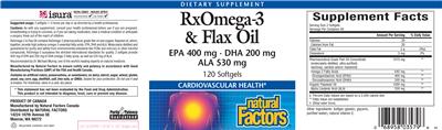 Photo of the Natural Factors RxOmega-3 & Flax Oil label