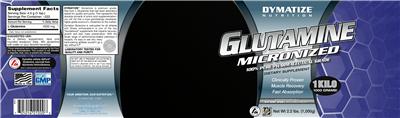 Photo of the Dymatize Nutrition Glutamine Micronized label