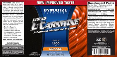 Photo of the Dymatize Nutrition Liquid L-Carnitine Orange label