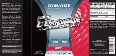 Photo of the Dymatize Nutrition Liquid L-Carnitine Berry label