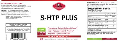 Photo of the OL Olympian Labs 5-HTP Plus label