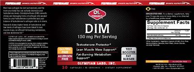 Photo of the OL Olympian Labs DIM 150 mg label