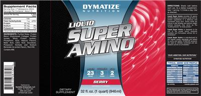 Photo of the Dymatize Nutrition Liquid Super Amino Berry label