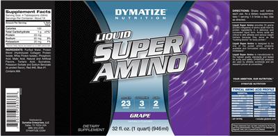 Photo of the Dymatize Nutrition Liquid Super Amino Grape label