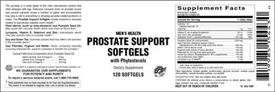Photo of the Vitamer Laboratories Prostate Support Softgels label
