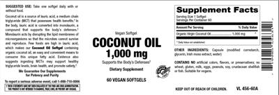 Photo of the Vitamer Laboratories Coconut Oil 1,000 mg label