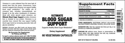 Photo of the Vitamer Laboratories Ultimate Blood Sugar Support label