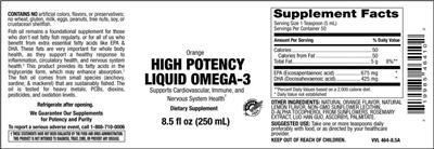 Photo of the Vitamer Laboratories High Potency Liquid Omega-3 Orange label