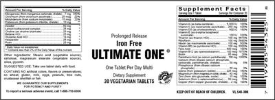 Photo of the Vitamer Laboratories Iron Free Ultimate One label