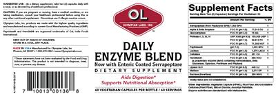 Photo of the OL Olympian Labs Daily Enzyme Blend label