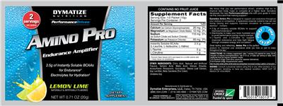 Photo of the Dymatize Nutrition Amino Pro Lemon Lime label