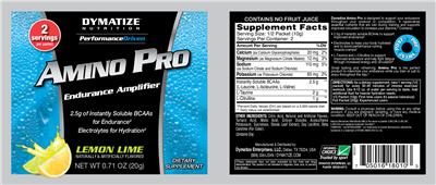 Photo of the Dymatize Nutrition Amino Pro Lemon Lime label