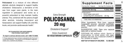 Photo of the Vitamer Laboratories Policosanol 20 mg label