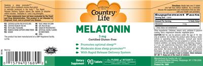 Photo of the Country Life Melatonin 3 mg label