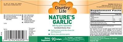 Photo of the Country Life Nature's Garlic label