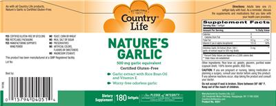 Photo of the Country Life Nature's Garlic label
