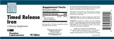 Photo of the Douglas Laboratories Timed Release Iron label