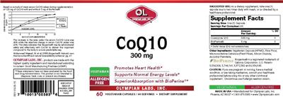 Photo of the OL Olympian Labs CoQ10 300 mg label