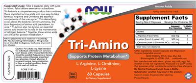 Photo of the NOW Tri-Amino label